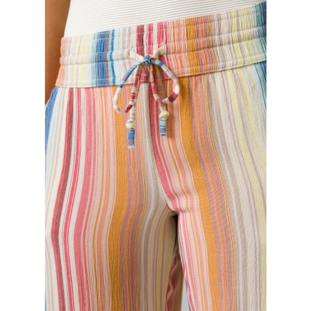 PRANA Women's Fernie Beach Pants Medium Gold Baja Stripe Wide Leg Mid Rise NWT - Picture 3 of 16